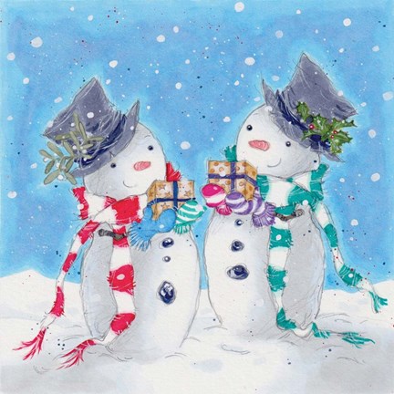 Framed Snowmen Print