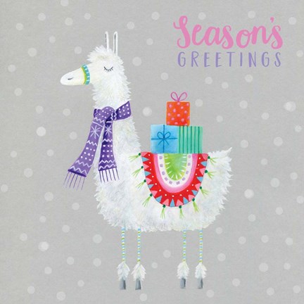 Framed Llama Christmas Presents Print