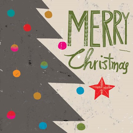 Framed Merry Christmas Tree Print
