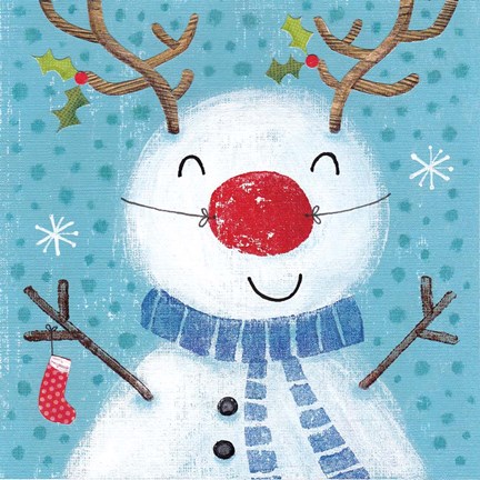 Framed Christmas Snowdeer Print