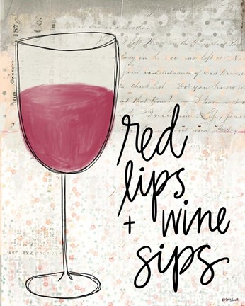 Framed Red Lips &amp; Wine Sips Print