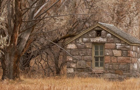 Framed Stone Cabin Print