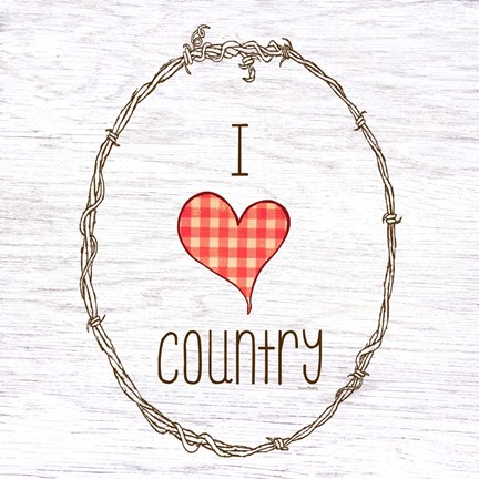 Framed I Love Country Print