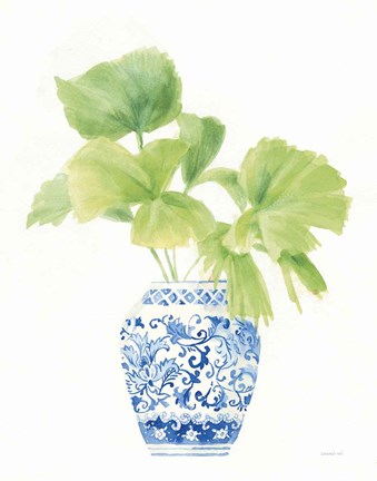 Framed Palm Chinoiserie White IV Print