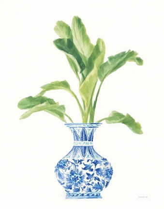 Framed Palm Chinoiserie White I Print