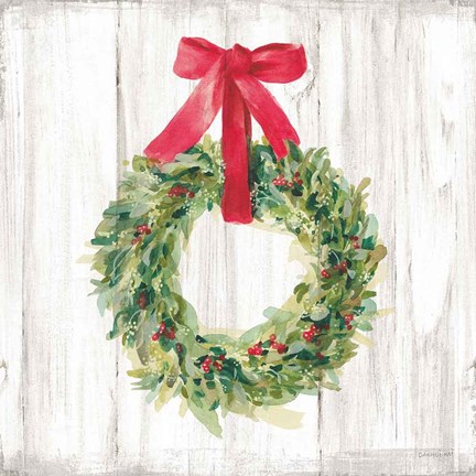 Framed Woodland Holidays Wreath no Bird White Print