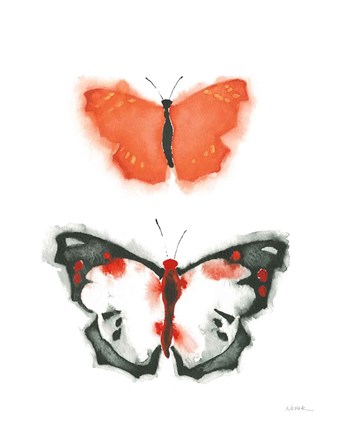 Framed Watercolor Butterflies III Print