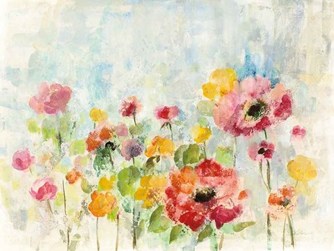 Framed Summer Rain Floral Print