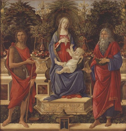 Framed Enthroned Madonna with Child and Saints Print