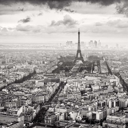 Framed La Tour Eiffel et La Defense Print