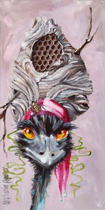 Framed Emu with Hornet&#39;s Nest Print