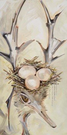 Framed Ostrich with Antlers Print