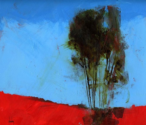 Framed Cyan and Red Print