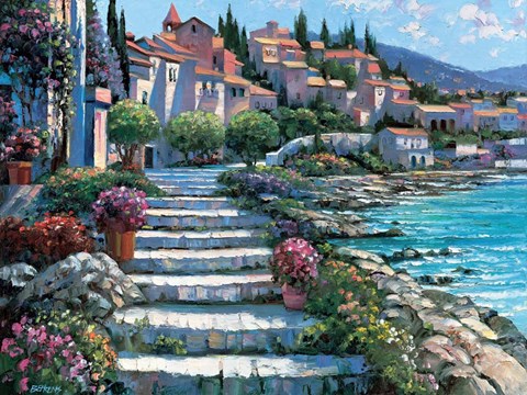 Framed Steps of St. Tropez Print