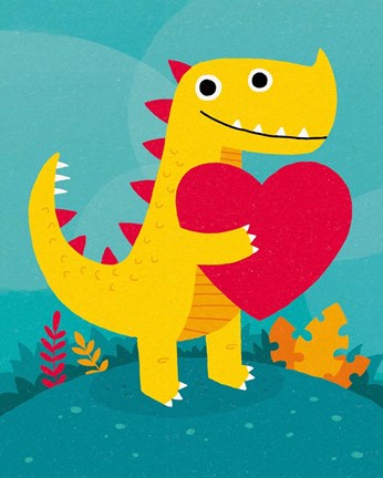 Framed Dino Love Print