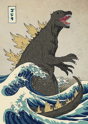 Framed Great Monster off Kanagawa Print