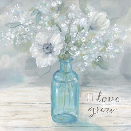 Framed Vintage Jar Bouquet Sentiment II Print