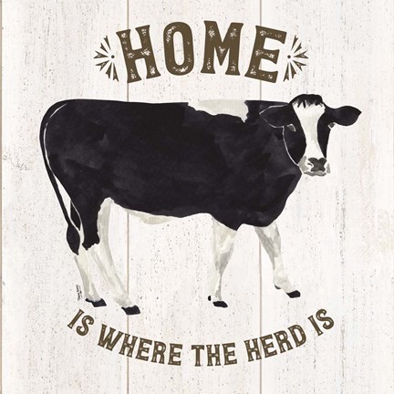 Framed Farm Life Cow Home Herd Print