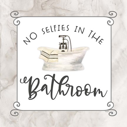 Framed Bath Humor No Selfies Print