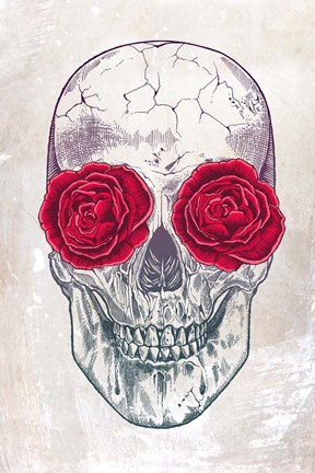 Framed Skull &amp; Roses Print