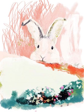 Framed Bunny in the Garden Print