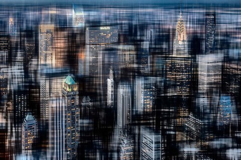 Framed Downtown at Night Print