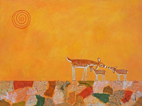 Framed Fawns At Dawn Print