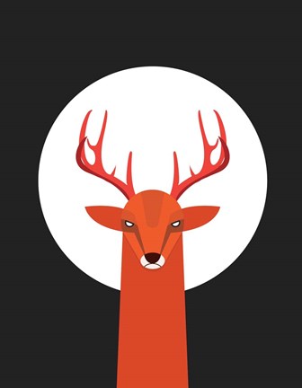 Framed Deer &amp; Moon Print