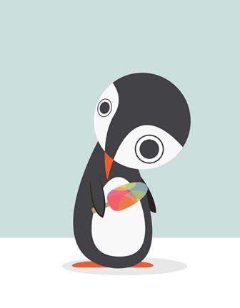 Framed Pingu Loves Ice Cream Print
