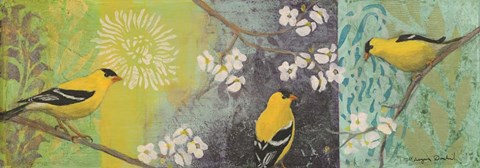 Framed Goldfinches Blooming Print