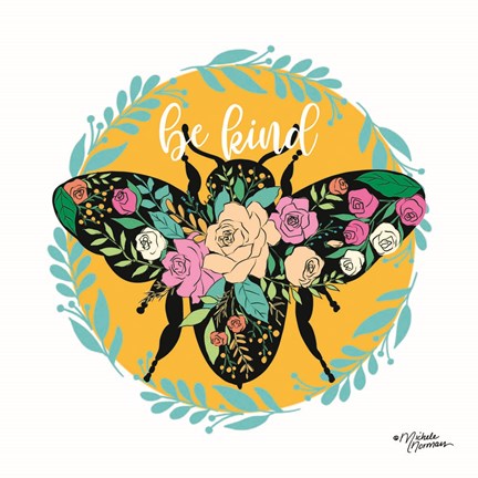 Framed Be Kind Floral Bee Print