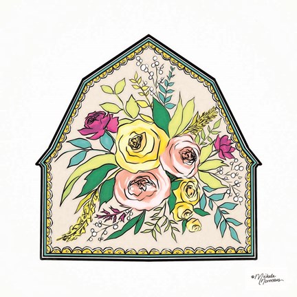 Framed Floral Barn Print
