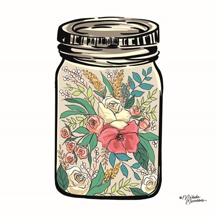 Framed Floral Jar Print