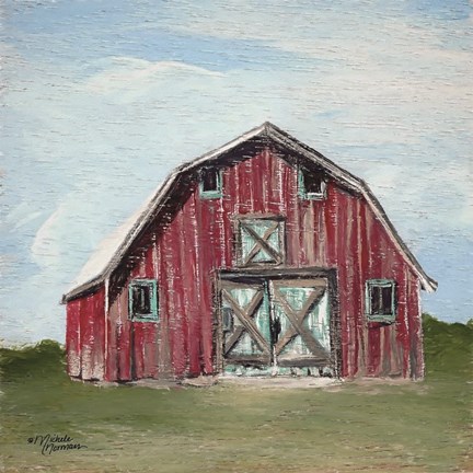 Framed Red Barn Print