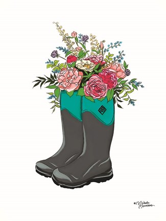 Framed Floral Boots Print