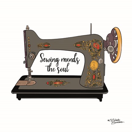 Framed Sewing Mends the Soul Print
