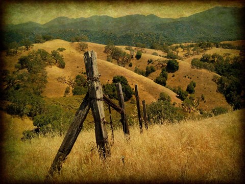 Framed Weathered Ranch Fence Print