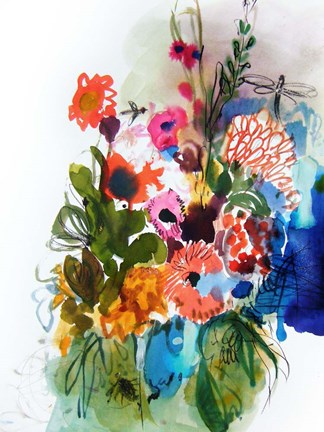 Framed Flowers and Insects One Print