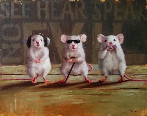 Framed Three Wise Mice Print