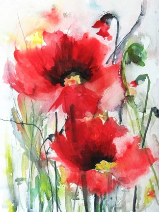 Framed Red Poppies Print