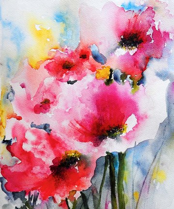 Framed Summer Poppies II Print