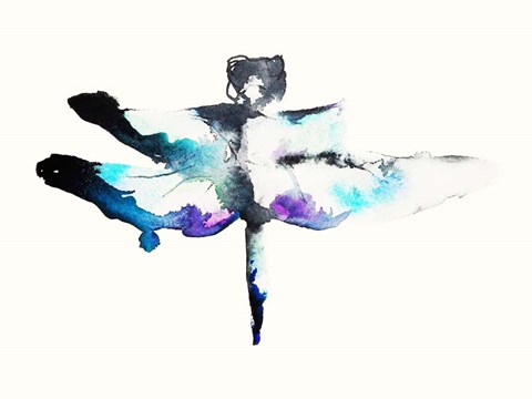 Framed Turquoise &amp; Violet Dragonfly Print