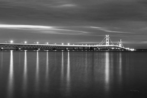 Framed Mackinac Bridge BW Print