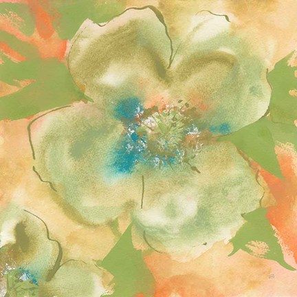 Framed Olive Poppy I Print