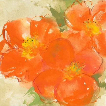 Framed Tangerine Poppies II Print