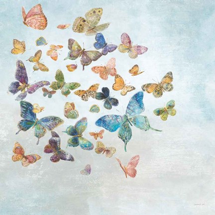 Framed Beautiful Butterflies v3 Sq Light Print