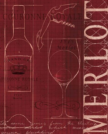 Framed Wine Blueprint II Print