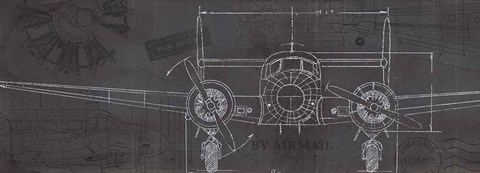 Framed Plane Blueprint IV Print