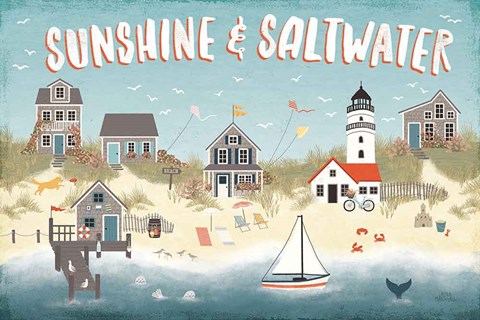 Framed Seaside Village I Print