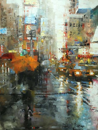 Framed Manhattan Orange Umbrella Print